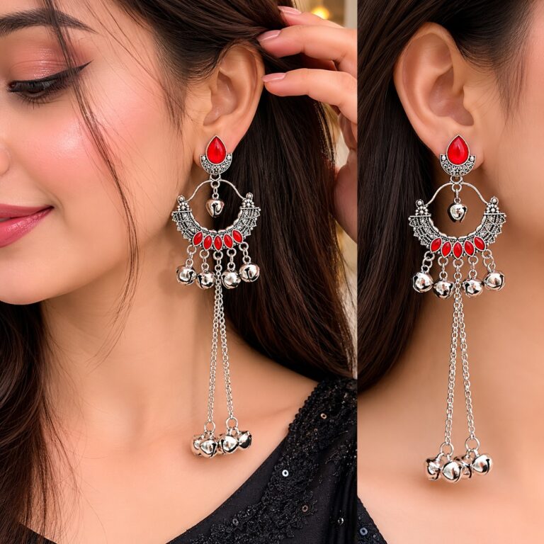 red Kashmiri jhumka, model