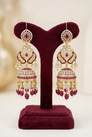 Designer gold earrings for women by Shine Gehna