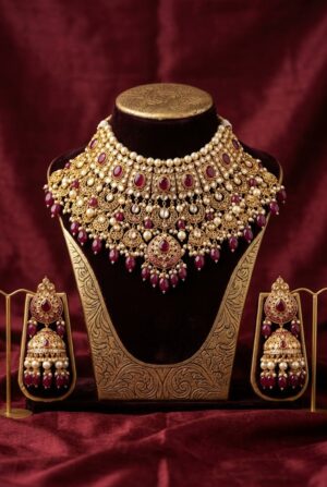 Luxury jewelry set with necklace and earrings by Shine Gehna