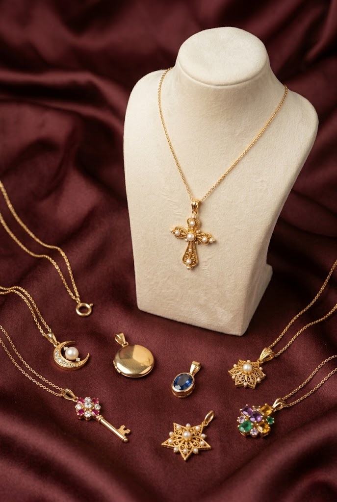 Elegant gold pendant and chain for women