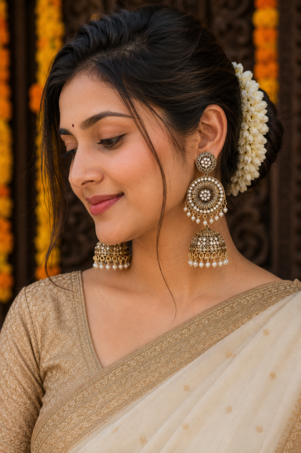 Crystal Antique Party Wear Jhumka Earrings Traditional Crystal Jhumka Earrings Party Wear Jewellery