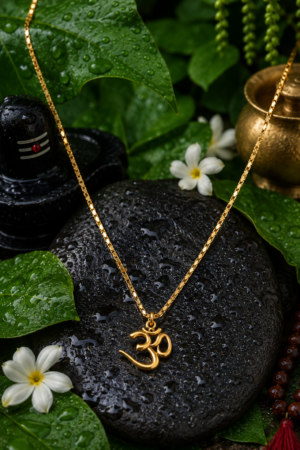 Om Pendant Necklace for Women Premium Gold Finish Religious Jewellery