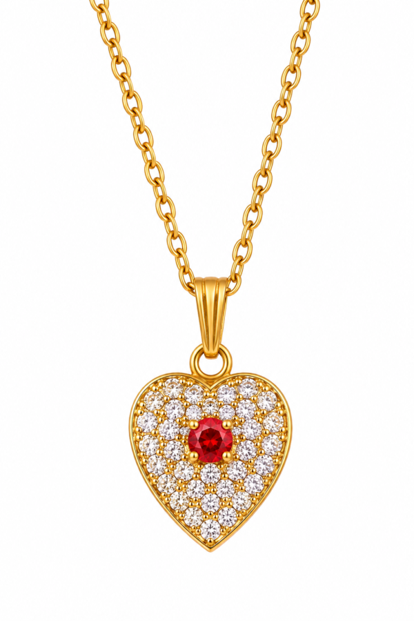 Gold Finish Heart Pendant Necklace for Daily Wear
