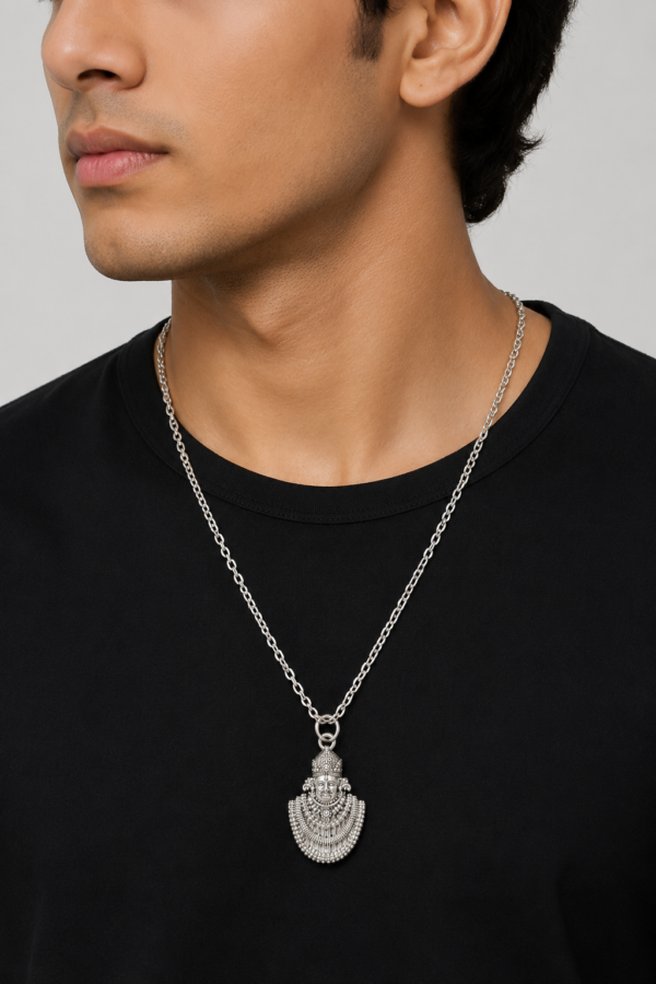 Silver Khatu Shyam Ji Locket Necklace for Men and Women