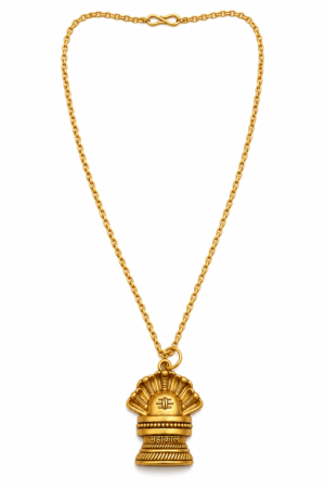 Mahakal Shivling Pendant Necklace with Gold Tone Chain