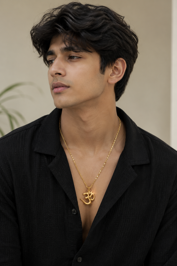 Gold Finish Om Symbol Necklace Gold Finish Om Symbol Pendant Necklace Religious Jewellery