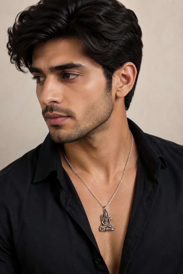 Mahadev Necklace Silver Pendant Chain