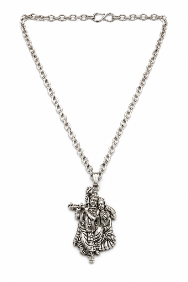 Premium Radha Krishna Pendant Necklace Radha Krishna Locket Chain Religious Artificial Jewellery