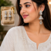 Designer Radha Krishna Silver Finish Jhumka Earrings