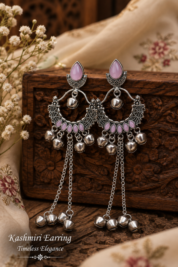 Party Wear Pink Kashmiri Earrings