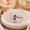 Elegant Crystal Heart Ring Minimalist Silver Heart Adjustable Ring for Women