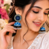 Blue oxidised crystal jhumka earrings