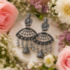 Designer Silver Finish Temple Earrings for Women