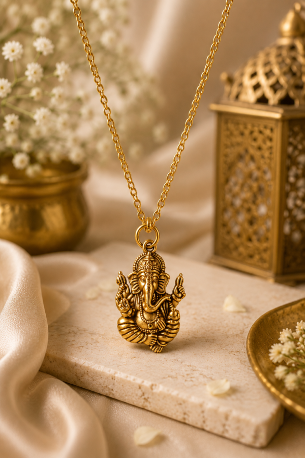 Gold Finish Ganesha Locket Artificial Jewellery