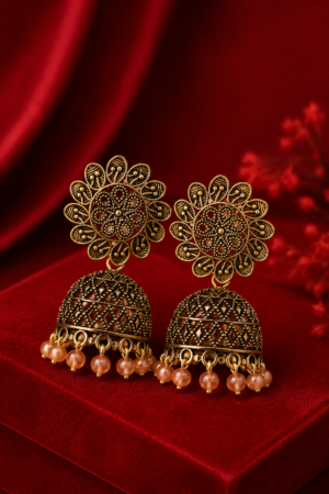 Antique Floral Jhumka Earrings for Women Traditional Jewellery