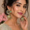 Designer Stone Jhumka Earrings Designer Multicolor Stone Jhumka Earrings Close View