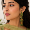 Designer Green Peacock Long Jhumka Earrings for Women