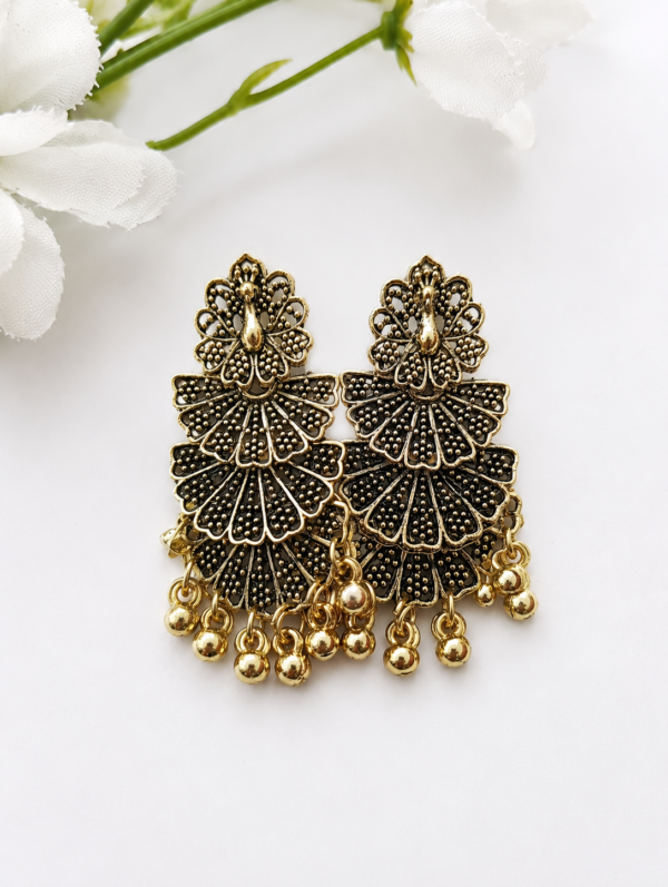 Designer Antique Gold Long Earrings for Women Traditional Jewellery