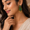 Peacock Feather Heart Oxidised Earrings with Golden Ghungroo for Women