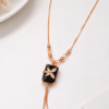 AD Black Stone Pendant Necklace for Women with Rose Gold Finish