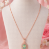 Crystal Pendant Necklace for Women with Rose Gold Finish