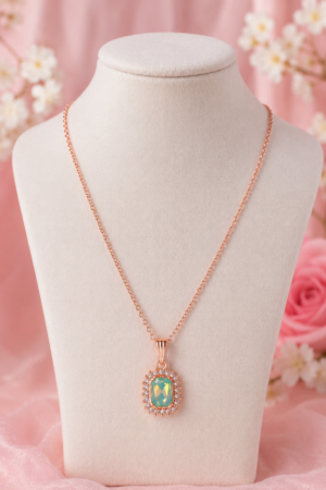 Premium Crystal Pendant Necklace for Women Crystal Pendant Necklace for Women with Rose Gold Finish