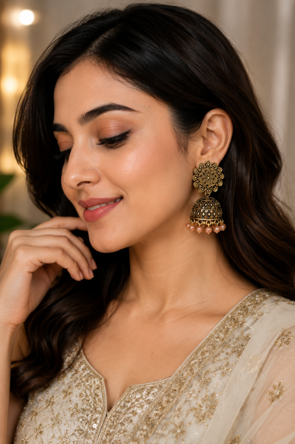 Traditional Antique Dome Jhumka Earrings Party Wear Jewellery