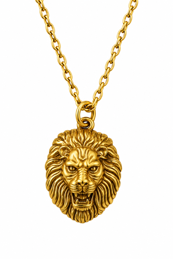 Lion Face Locket Pendant Stylish Necklace for Men and Women