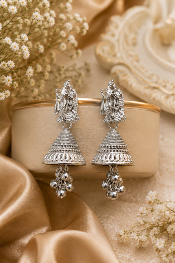 Traditional Radha Krishna Jhumka Earrings for Women