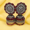 Elegant Traditional Maroon Jhumka Earrings Maroon Oxidised Jhumka Earrings for Women Front View