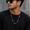 Silver Finish Razor Blade Chain Necklace for Women and Men Premium Artificial Jewellery