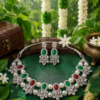Hariyali Teej Green Stone Necklace Set for Women