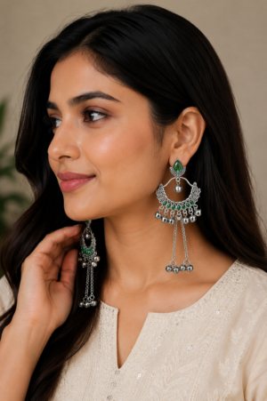 Green Kashmiri Earrings for Women by SHINE GEHNA