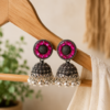 Elegant Party Wear Oxidised Jhumka Earrings Party Wear Pink Stone Oxidised Earrings for Women