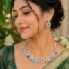Colorful Floral Necklace Set with Matching Earrings for Women