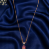 Gold Finish Pink Crystal Pendant Necklace for Women