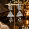 Radha Krishna Jhumka Earrings for Women Silver Finish Artificial Jewellery