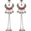 Luxury Ethnic Chandbali Earrings Designer Oxidised Silver Red Stone Chandbali Earrings