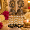 Traditional Peacock Party Wear Earrings Traditional Peacock Pearl Tassel Jhumka Earrings