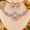 Designer Crystal Pendant Necklace Set With Earrings For Women