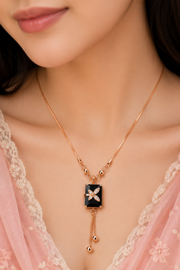 Designer AD Black Pendant Necklace Women's Fashion Jewellery