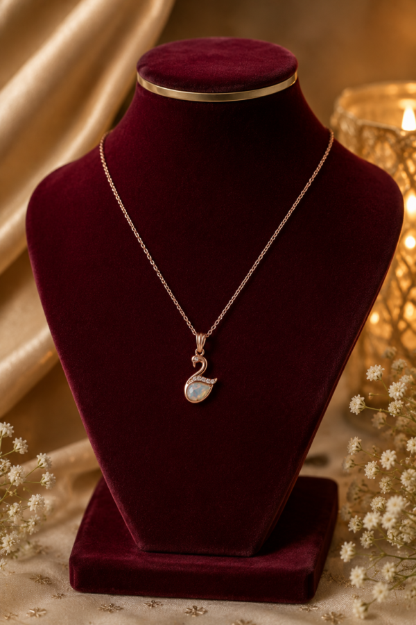 wan Pendant Necklace for Women with Rose Gold Finish