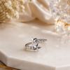 Silver Double Star Adjustable Ring for Women with Crystal Design