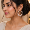 Designer Shell Pearl Hoop Earrings for Women