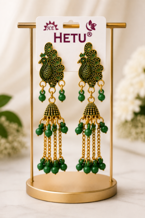 Peacock Jhumka Earrings for Women Green Designer Artificial Jewellery