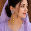 Traditional Gold Kashmiri Earrings Designer Gold Finish Lavender Kashmiri Earrings