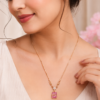 Pink Crystal Pendant Necklace for Women Premium AD Jewellery