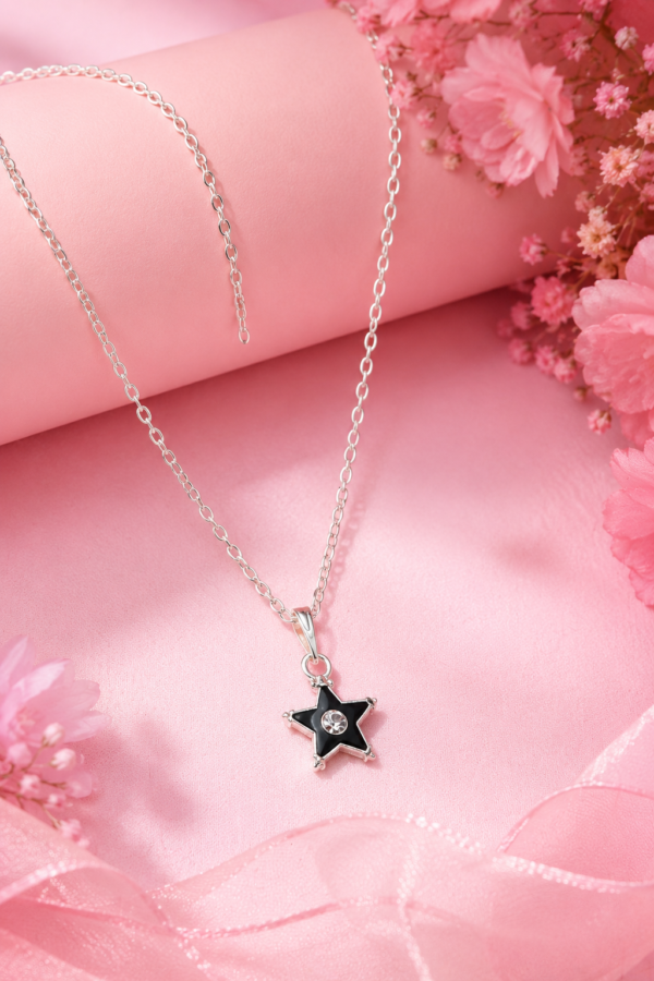 Designer Silver Finish Star Pendant Necklace