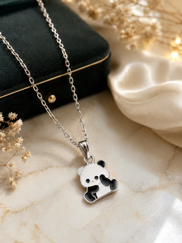 Premium Panda Pendant Necklace for Women Silver Finish Panda Necklace