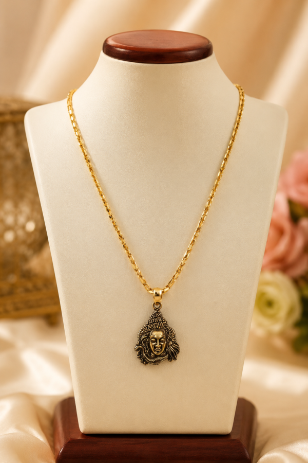 Religious Gold Finish Pendant Chain Religious Gold Finish Shiv Pendant Necklace